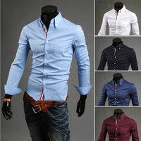 Long-sleeved men's shirt by Ancient Energy featuring a casual fit and classic design, shown in a neutral color.