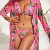 Women's printed mesh three-piece swimsuit and blouse set by Ancient Energy, featuring a stylish design and breathable fabric.