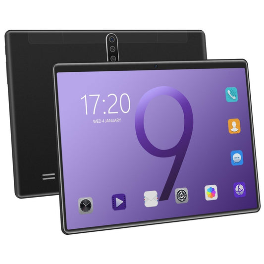 Ancient Energy 10-inch tablet PC with GPS, WiFi, dual SIM cards, dual standby, and Bluetooth connectivity in sleek design.