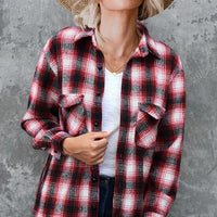 Ancient Energy women's plaid spring shirt with turndown collar, mid-length loose blouse, suitable for casual spring wear.
