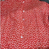 Printed long sleeve V-neck button blouse for women by Ancient Energy, featuring a stylish design and comfortable fit.