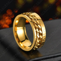 Ancient Energy Roman letter rotatable chain titanium steel ring for men, featuring a multifunctional bottle opener and spinner design.