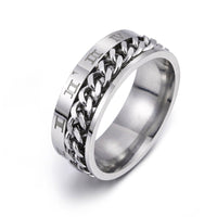 Roman letter rotatable chain titanium steel ring for men, multifunctional bottle opener, spinner jewelry, punk style gift.