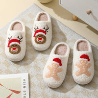 Cute Santa Claus cartoon cotton slippers from Ancient Energy, cozy furry winter shoes for couples, featuring festive holiday design.