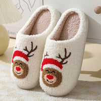 Ancient Energy Santa Claus cartoon cotton slippers with furry lining, warm winter shoes for couples, cozy and festive footwear