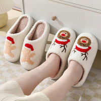 Cute Santa Claus cartoon cotton slippers from Ancient Energy, warm winter furry shoes for couples, featuring festive holiday design.