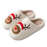 Cute Santa Claus cartoon cotton slippers by Ancient Energy, warm winter furry slippers for couples, cozy and festive footwear.