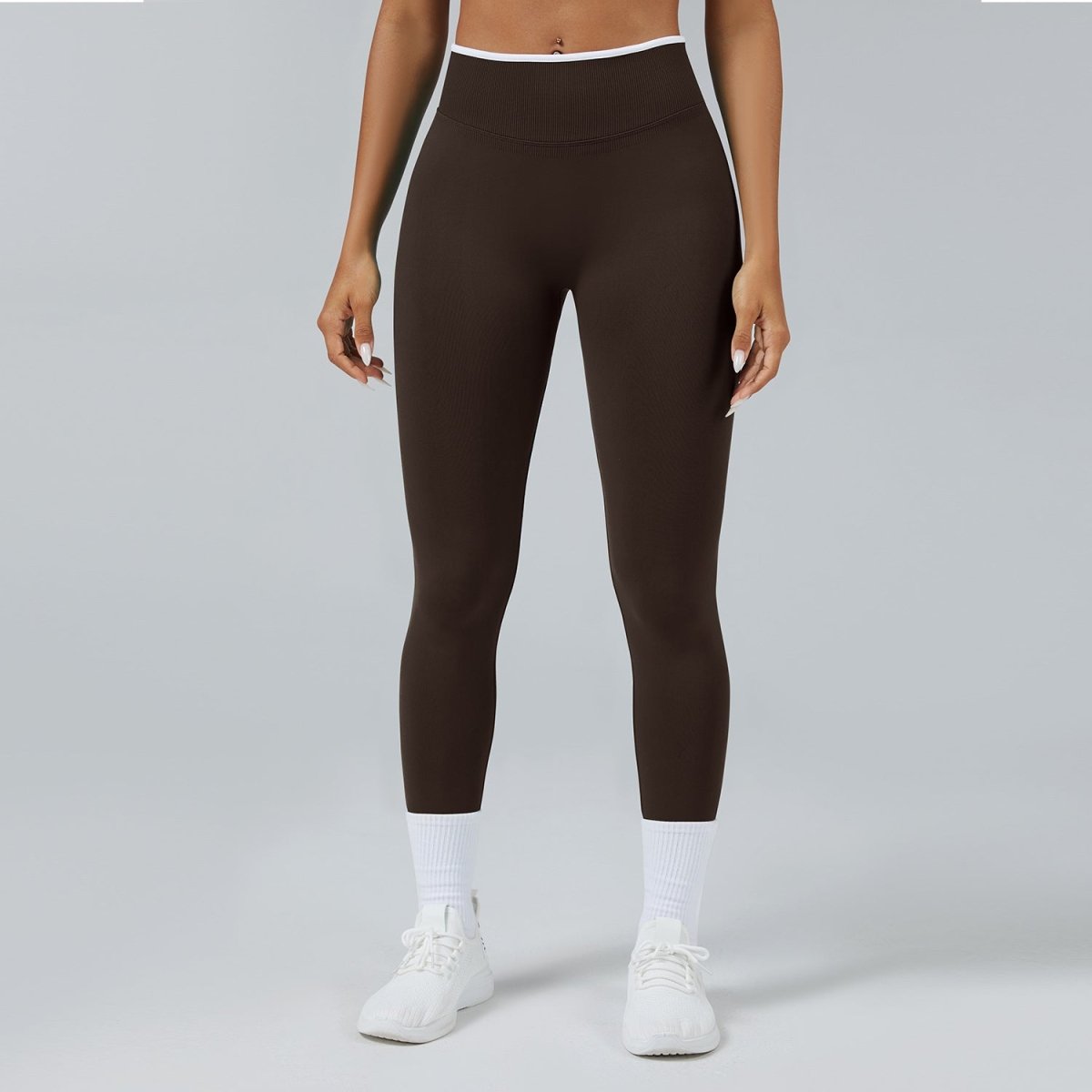 Ancient Energy seamless knitted high waist sports yoga pants, quick-drying and fitted for active exercise.