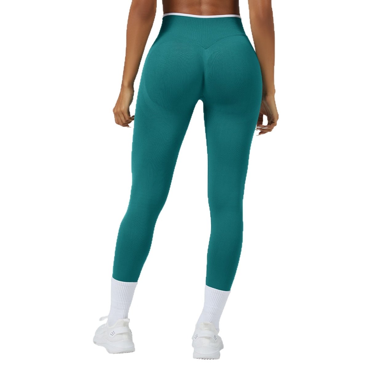 Ancient Energy seamless knitted high waist sports yoga pants in quick-drying fabric, shown on a model for active wear.
