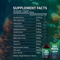 Ancient Energy Seaweed Compound Vitamin Capsules in a white bottle, showing the capsules inside.