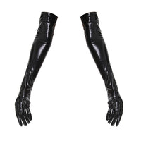 Shiny patent leather mirror one-piece leather coat for women by Ancient Energy, featuring a sleek, glossy finish and stylish design.