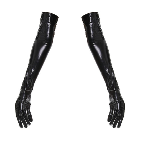 Shiny patent leather mirror one-piece leather coat for women by Ancient Energy, featuring a sleek, glossy finish and stylish design.
