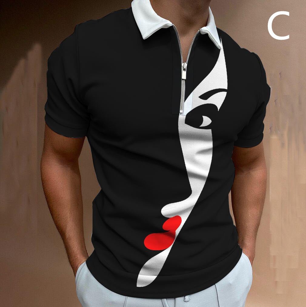 Ancient Energy men's short sleeve streetwear T-shirt with face art print, casual men's shirt with bold graphic design.