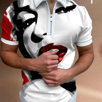 Ancient Energy men's short sleeve streetwear T-shirt with face art print, casual men's fashion shirt.