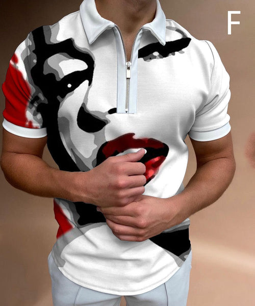 Ancient Energy men's short sleeve streetwear T-shirt with face art print, casual men's fashion shirt.
