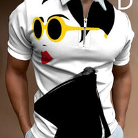 Ancient Energy men's short sleeve streetwear T-shirt with face art print, casual men's fashion shirt.