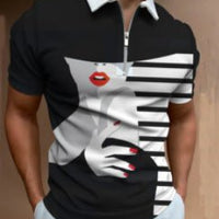 Ancient Energy men's short sleeve T-shirt with face art print, streetwear style, casual men's clothing, cotton fabric.