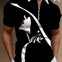 Ancient Energy men's short sleeve streetwear T-shirt with face art print, casual men's fashion shirt.