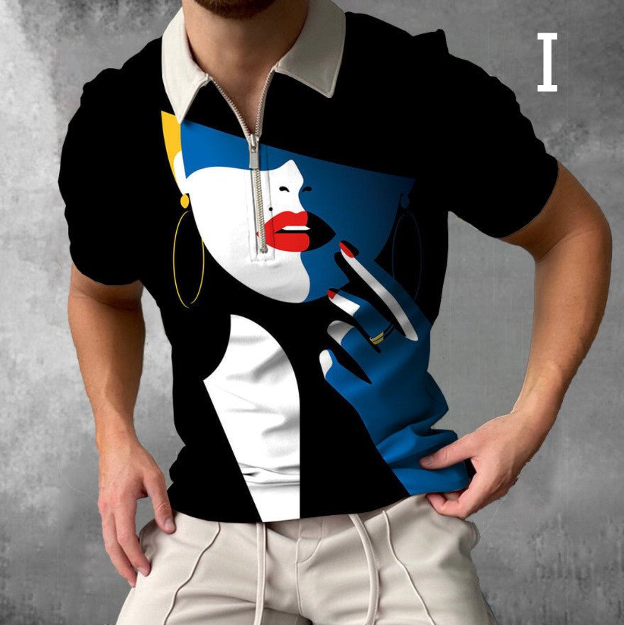 Ancient Energy men's short sleeve streetwear T-shirt with face art print, casual style, and modern graphic design.