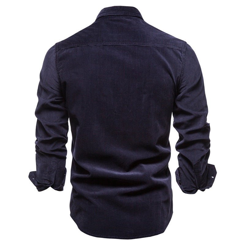 Blue long-sleeve men's shirt by Ancient Energy, college-style top with casual fit and classic design.