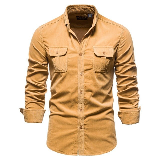 Blue long-sleeve men's shirt by Ancient Energy, college-style top with casual fit and button-up design, suitable for everyday wear.
