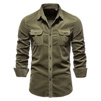 Blue long-sleeve men's shirt from Ancient Energy with college-style design, casual wear top for everyday or school outfits.