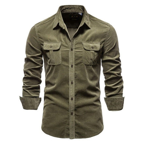 Blue long-sleeve men's shirt from Ancient Energy with college-style design, casual wear top for everyday or school outfits.