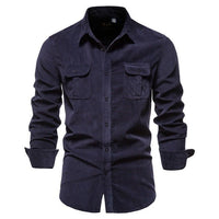 Blue long-sleeve college shirt for men by Ancient Energy, casual top with button-down style and classic fit.