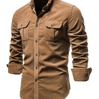 Blue long-sleeve college shirt for men by Ancient Energy, featuring a casual fit and classic design.