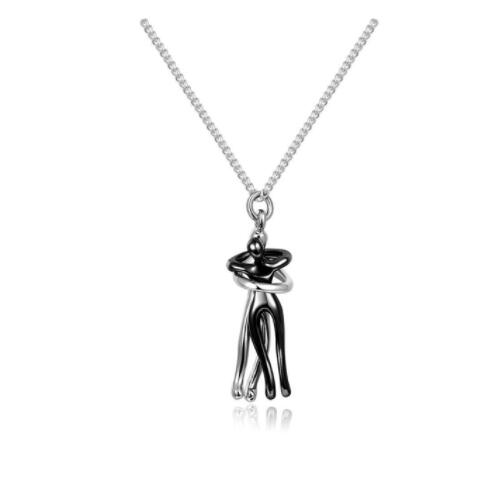 Unisex Simple Love Hug Necklace by Ancient Energy featuring a minimalist heart-shaped pendant for couples, ideal for Valentine's Day.