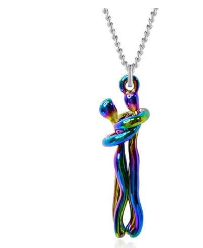 Unisex Simple Love Hug Necklace by Ancient Energy, featuring a sleek design perfect for couple jewelry on Valentine's Day.