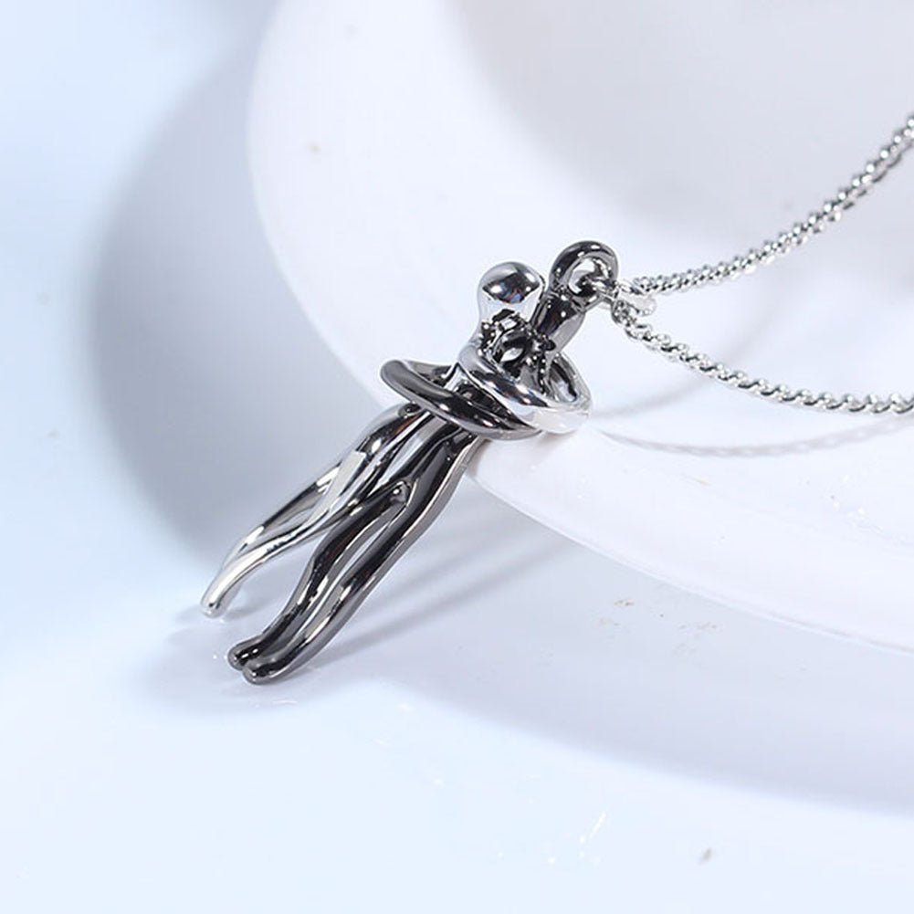 Unisex Simple Love Hug Necklace by Ancient Energy, featuring a minimalist couple jewelry design for Valentine's Day.
