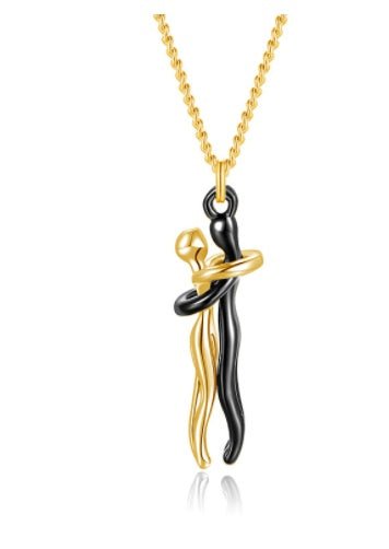 Unisex Simple Love Hug Necklace by Ancient Energy, featuring a minimalistic couple jewelry design for Valentine's Day.