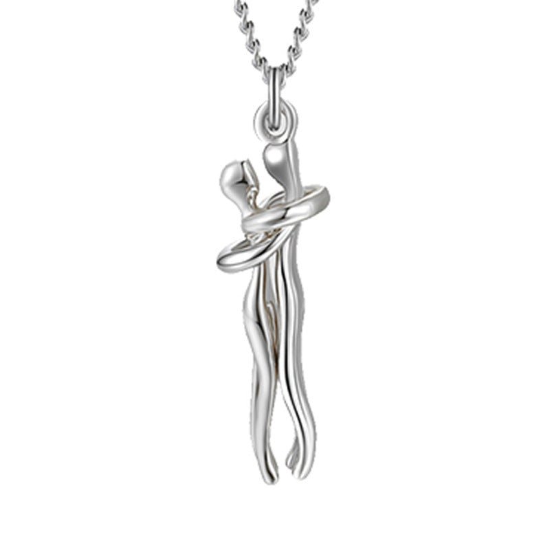 Unisex Simple Love Hug Necklace by Ancient Energy, featuring a minimalist heart design, perfect for couples Valentine's Day jewelry.