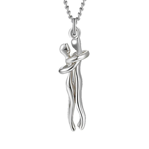 Unisex Simple Love Hug Necklace by Ancient Energy, featuring a minimalist heart design, perfect for couples Valentine's Day jewelry.