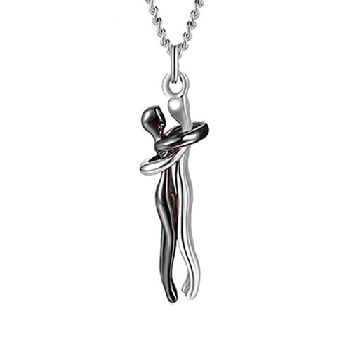 Unisex Simple Love Hug Necklace by Ancient Energy, couple jewelry with a heart-shaped pendant, perfect for Valentine's Day.
