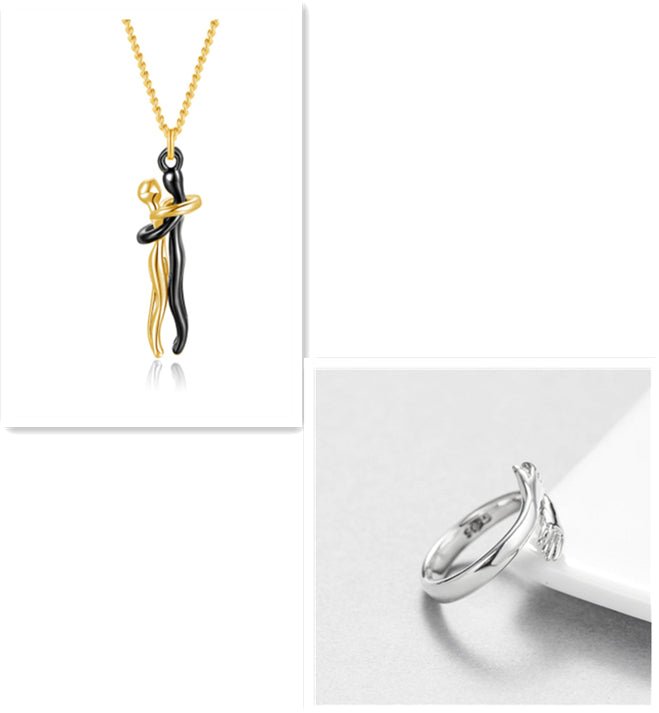 Unisex Simple Love Hug Necklace by Ancient Energy, featuring a sleek heart-shaped pendant, perfect for couples' jewelry.