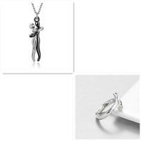 Unisex Simple Love Hug Necklace by Ancient Energy, couple jewelry with a heart-shaped pendant, perfect for Valentine's Day.