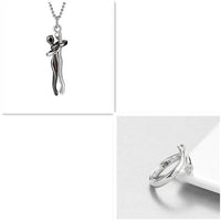 Unisex Simple Love Hug Necklace by Ancient Energy, couple jewelry with intertwined heart design, ideal for Valentine's Day gift.