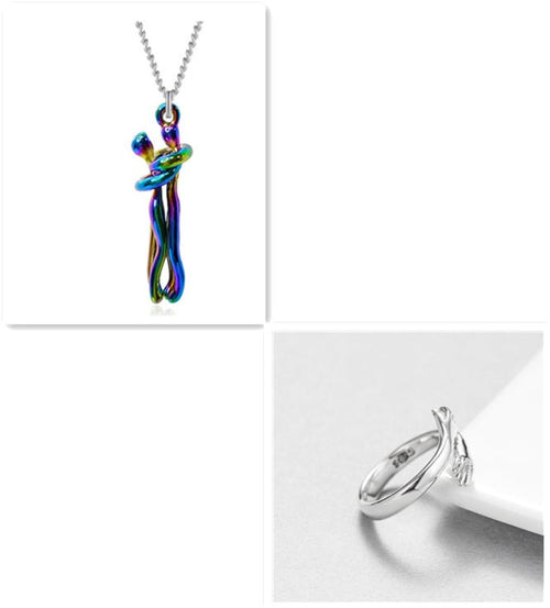 Unisex Simple Love Hug Necklace by Ancient Energy featuring a heart-shaped pendant, perfect for couple jewelry or Valentine's Day gift.