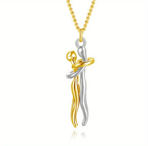 Unisex Simple Love Hug Necklace by Ancient Energy, featuring intertwined heart design, perfect for couples or Valentine's Day gift.