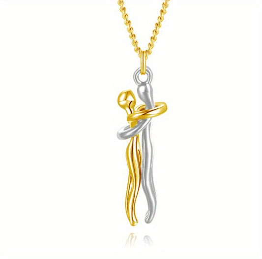 Unisex Simple Love Hug Necklace by Ancient Energy, featuring intertwined heart design, perfect for couples or Valentine's Day gift.