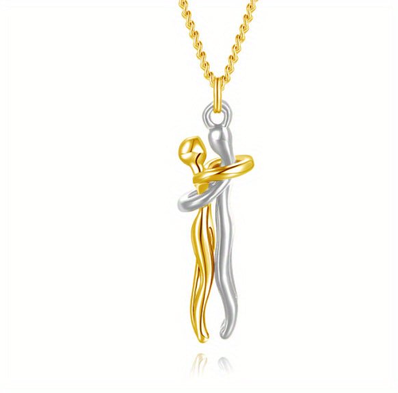 Unisex Simple Love Hug Necklace by Ancient Energy, featuring intertwined heart design, perfect for couples or Valentine's Day gift.
