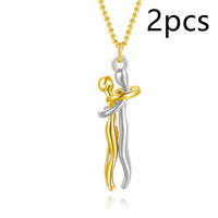 Unisex Simple Love Hug Necklace by Ancient Energy, couple jewelry with intertwined heart design for Valentine's Day gift.