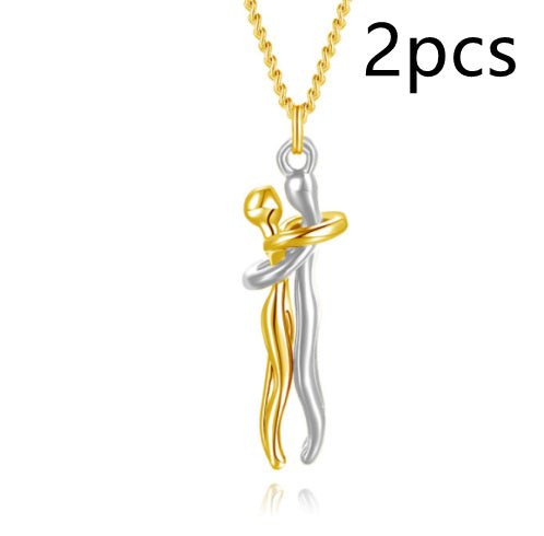 Unisex Simple Love Hug Necklace by Ancient Energy, couple jewelry with intertwined heart design for Valentine's Day gift.