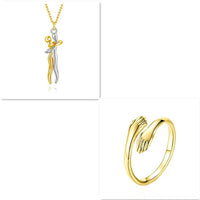 Unisex Simple Love Hug Necklace by Ancient Energy, featuring a minimalist heart-shaped pendant for couples' jewelry.