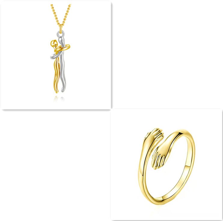Unisex Simple Love Hug Necklace by Ancient Energy, featuring a minimalist heart-shaped pendant for couples' jewelry.