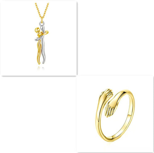 Unisex Simple Love Hug Necklace by Ancient Energy, featuring a minimalist heart-shaped pendant for couples' jewelry.