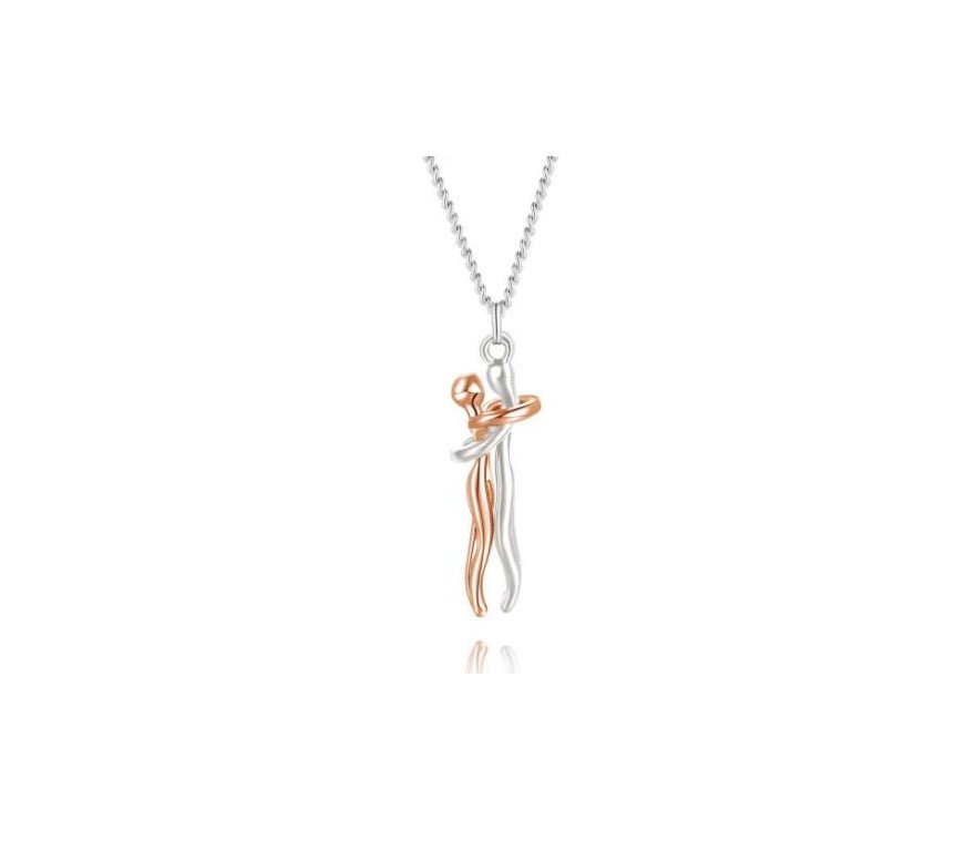 Unisex Simple Love Hug Necklace by Ancient Energy, featuring a sleek couple jewelry design for Valentine's Day gift.