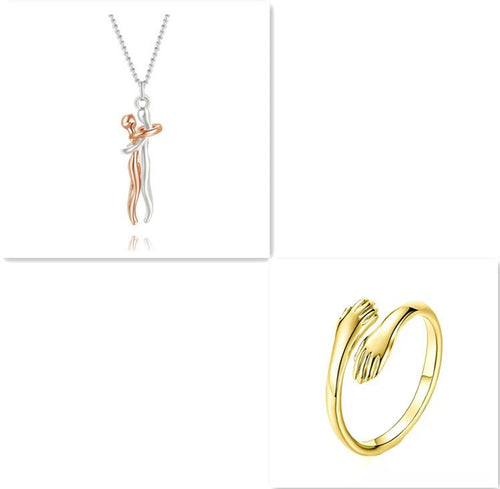 Unisex Simple Love Hug Necklace by Ancient Energy, featuring a minimalist heart-shaped pendant, perfect for couples and Valentine's Day.